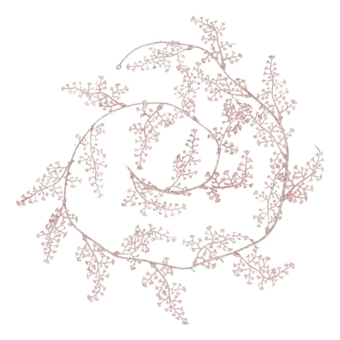 Glitter Garland With Leaves 270 Cm Pink