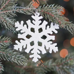 Glitter Snowflakes 10cm Cream White 6 Pieces