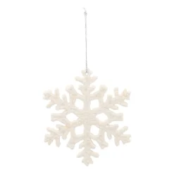 Glitter Snowflakes 10cm Cream White 6 Pieces