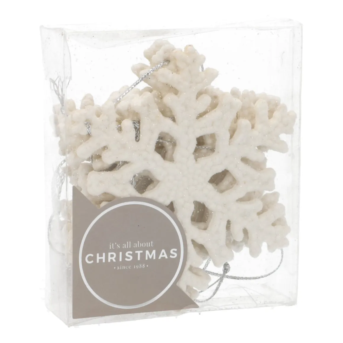 Glitter Snowflakes 10cm Cream White 6 Pieces