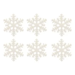 Glitter Snowflakes 10cm Cream White 6 Pieces
