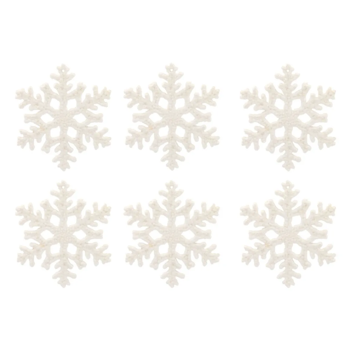 Glitter Snowflakes 10cm Cream White 6 Pieces