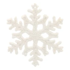Glitter Snowflakes 10cm Cream White 6 Pieces