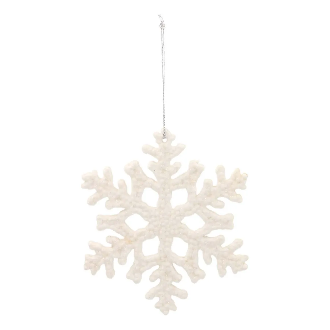 Glitter Snowflakes 10cm Cream White 6 Pieces