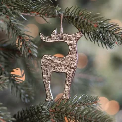 Gold Aluminum Reindeer Christmas Ornament