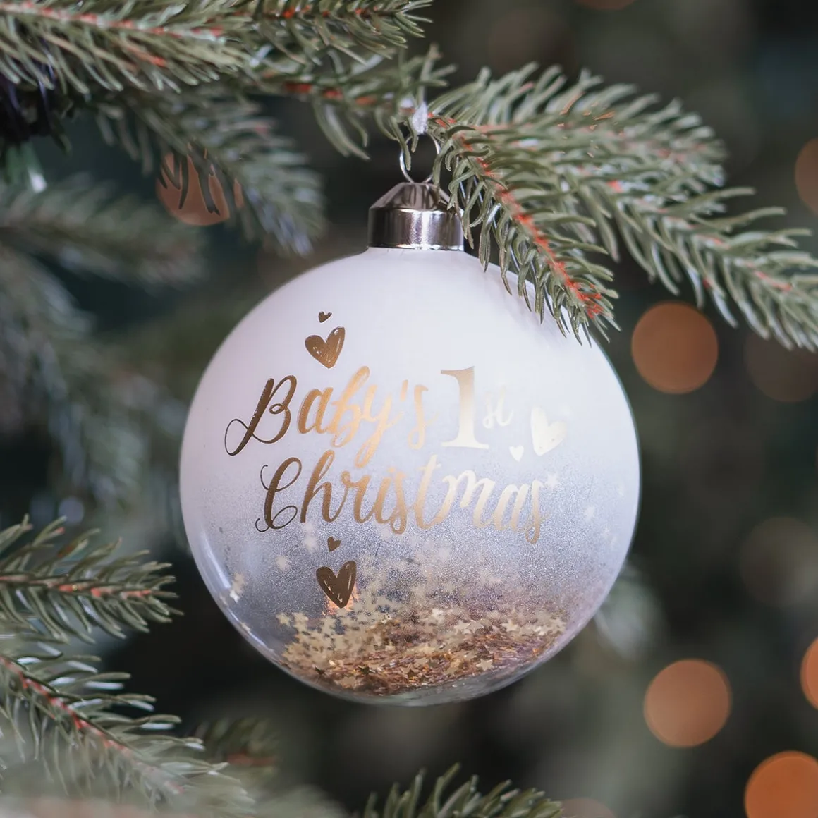 Gold Christmas Bauble 'Baby's First Christmas'
