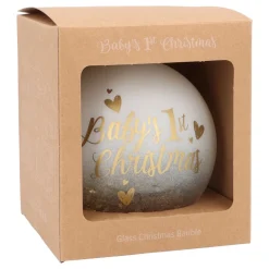 Gold Christmas Bauble 'Baby's First Christmas'