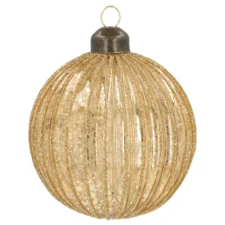 Gold Christmas Bauble With Glitters And Crackle