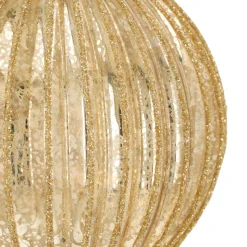 Gold Christmas Bauble With Glitters And Crackle