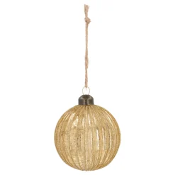 Gold Christmas Bauble With Glitters And Crackle