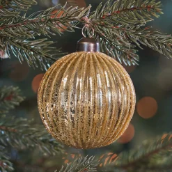 Gold Christmas Bauble With Glitters And Crackle