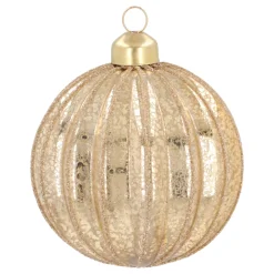 Gold Crackle Christmas Bauble With Glitters