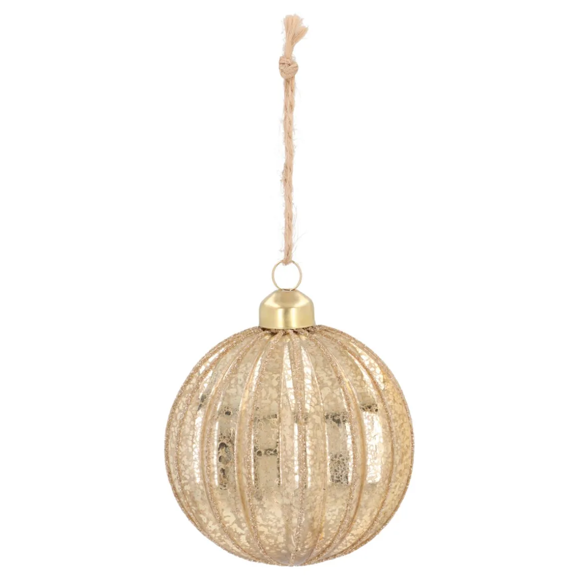 Gold Crackle Christmas Bauble With Glitters