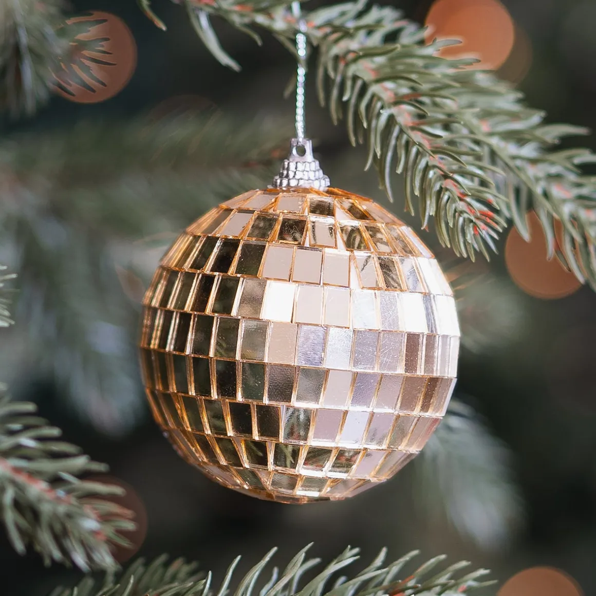 Gold Disco Christmas Bauble With Reflective Mirrors