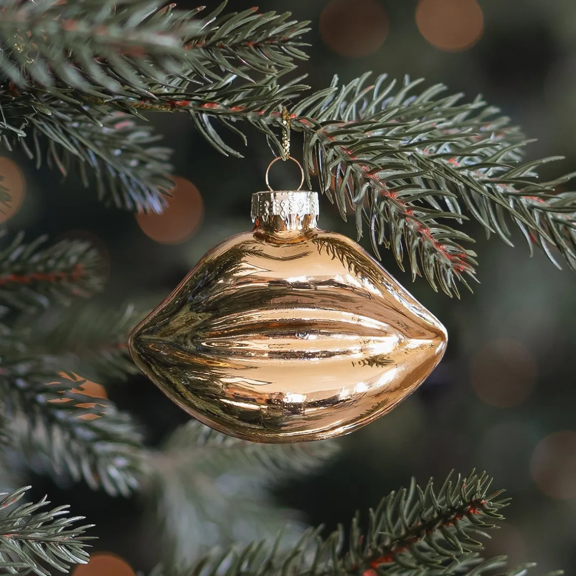 Gold Glass Mouth Christmas Ornament
