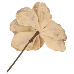 Gold Magnolia Pick Flower With Glitters