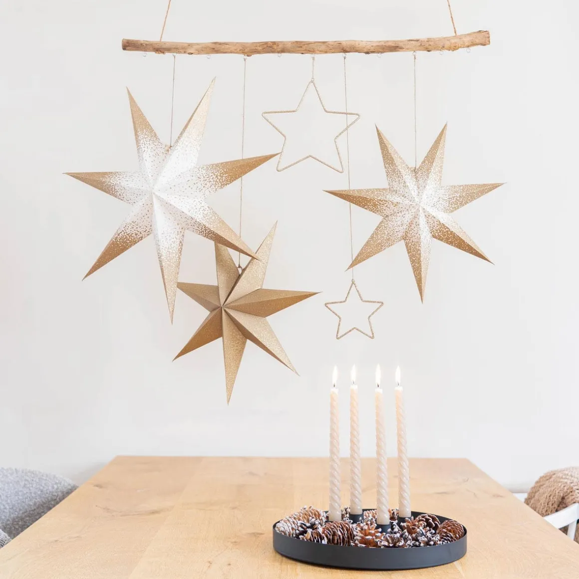 Gold Paper Star Lantern 45 Cm