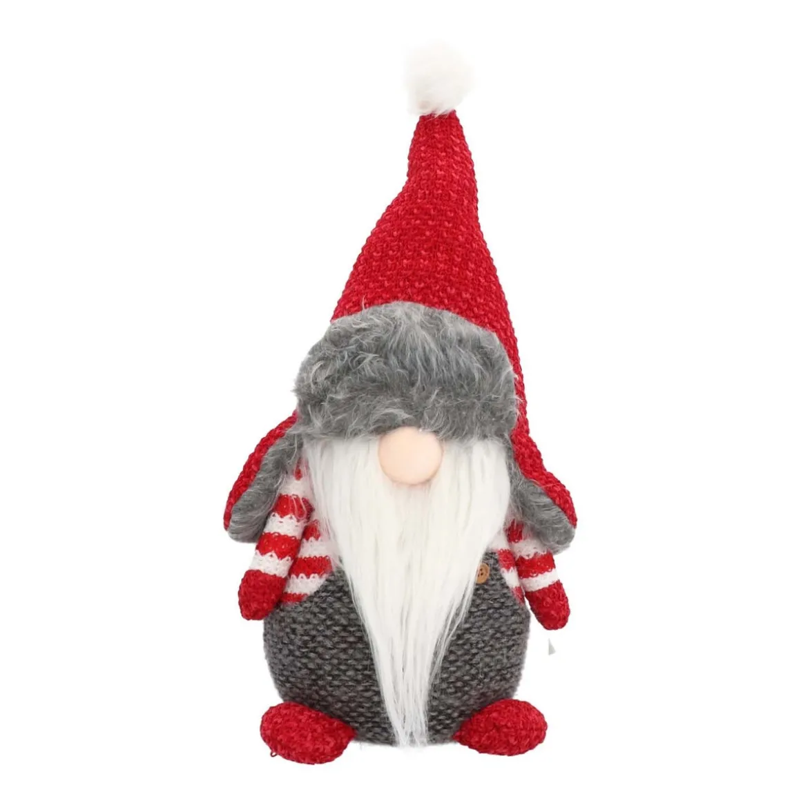 Gonk With Fur Hat | Red Grey | 36 Cm