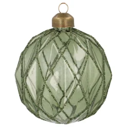 Green Christmas Bauble With Relief And Glitters