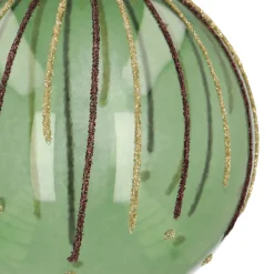 Green Christmas Bauble With Glitter Lines