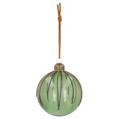 Green Christmas Bauble With Glitter Lines