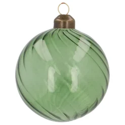 Green Christmas Bauble With Natural Swirls