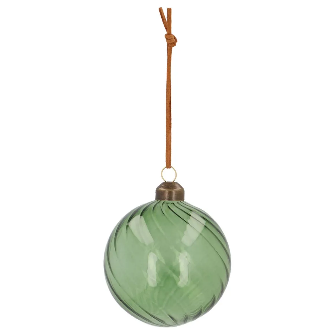 Green Christmas Bauble With Natural Swirls