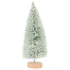 Green Christmas Tree On Wooden Base With Snow