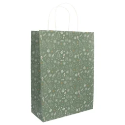 Green Gift Bag With Festive Christmas Characters