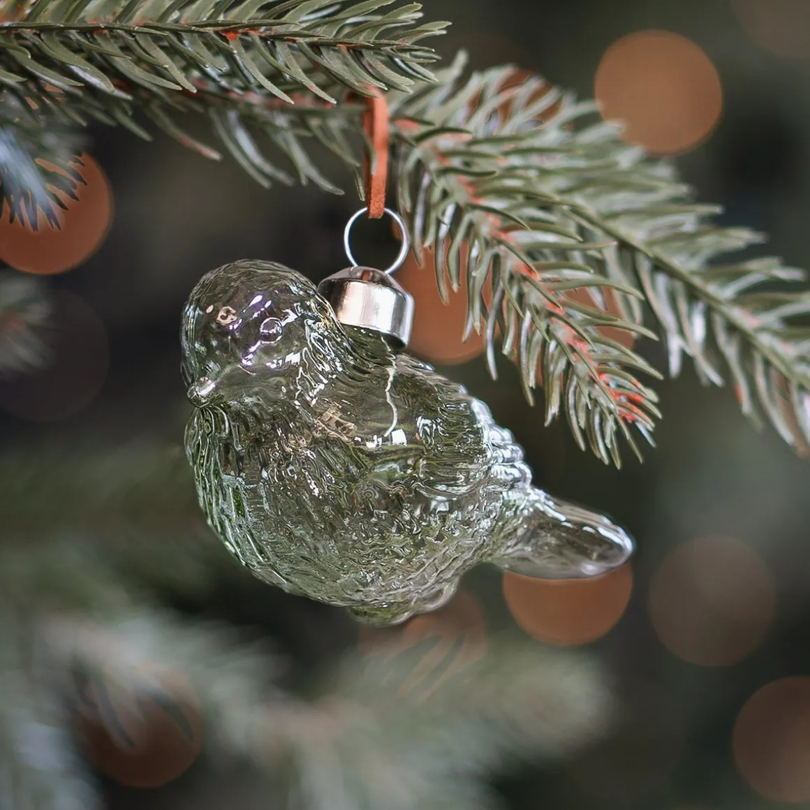 Green Glass Bird Christmas Ornament