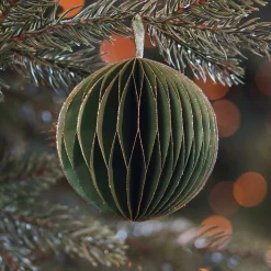 Green Paper Christmas Bauble 8 Cm