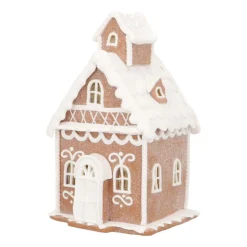 Handcrafted Clay Cookie Cottage | Light Brown | LED Glow | 19cm High