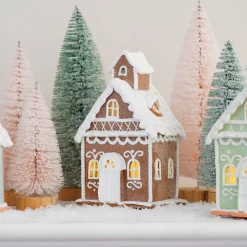 Handcrafted Clay Cookie Cottage | Light Brown | LED Glow | 19cm High