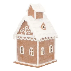 Handcrafted Clay Cookie Cottage | Light Brown | LED Glow | 19cm High