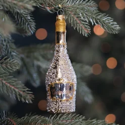 Handmade Glass Champagne Bottle Ornament
