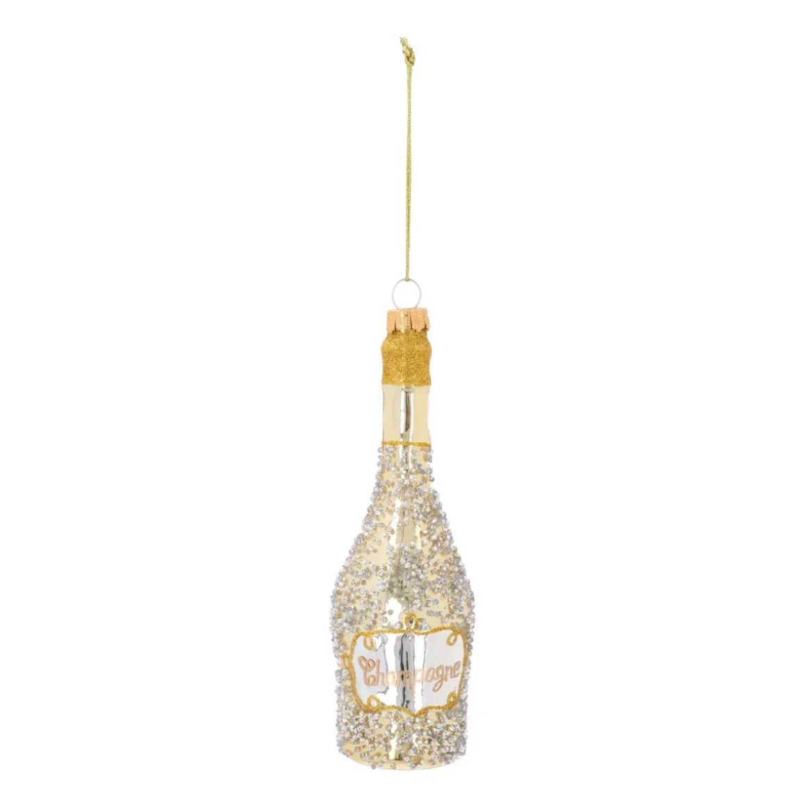 Handmade Glass Champagne Bottle Ornament