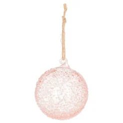 Handmade Pastel Pink Christmas Bauble With Speckles
