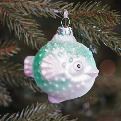 Hanger Blowfish Green Glass 10 Cm