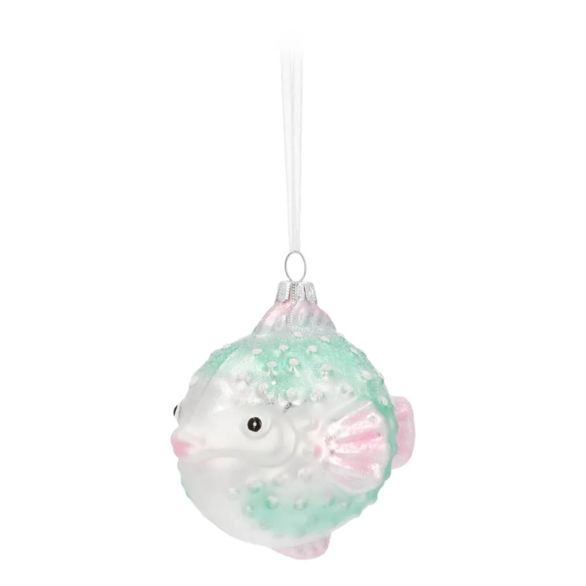 Hanger Blowfish Green Glass 10 Cm