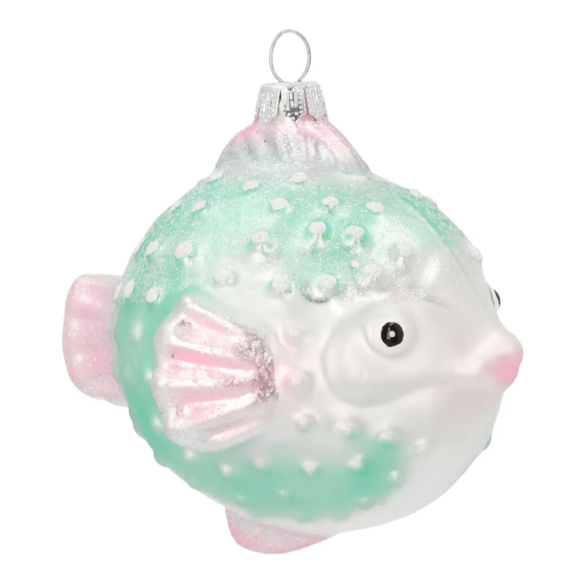 Hanger Blowfish Green Glass 10 Cm