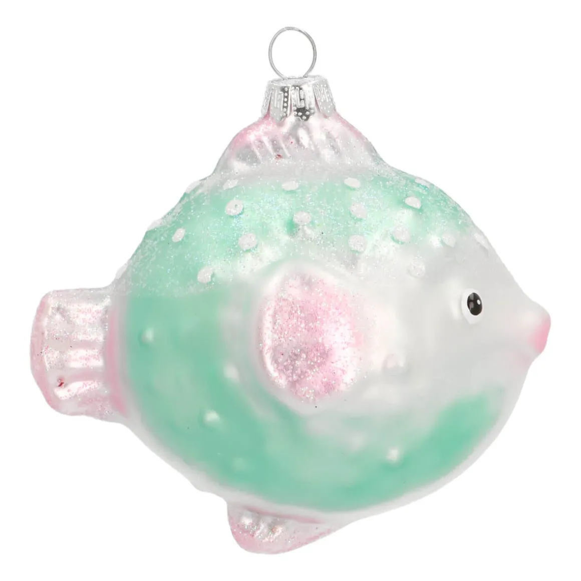 Hanger Blowfish Green Glass 10 Cm