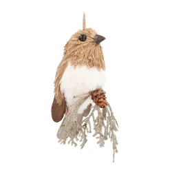 Hanger Brown Bird 12cm With Glitter