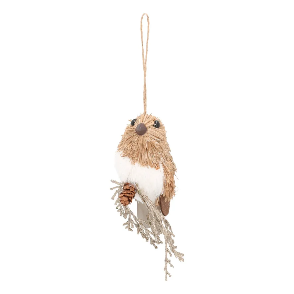 Hanger Brown Bird 12cm With Glitter