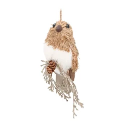Hanger Brown Bird 12cm With Glitter