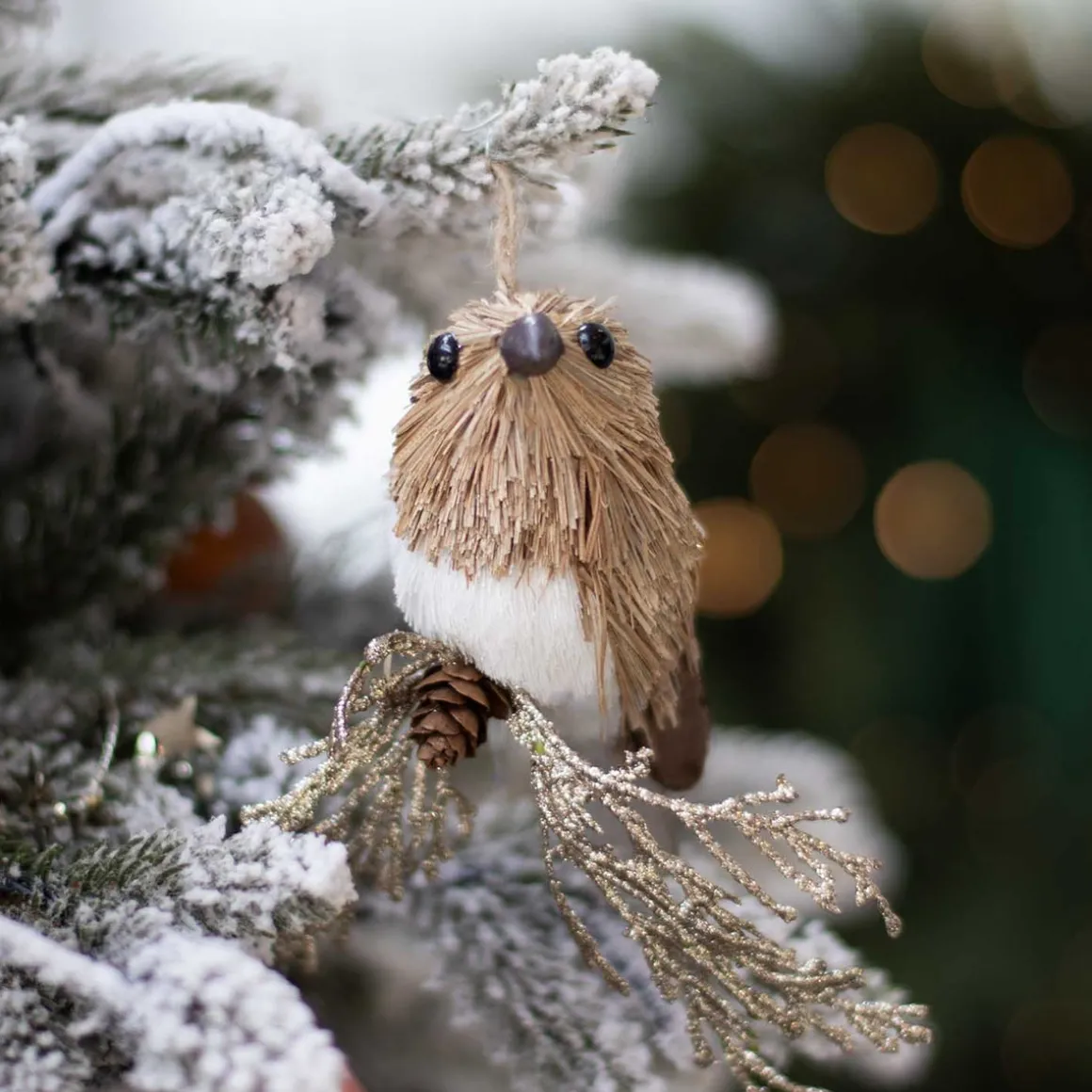 Hanger Brown Bird 12cm With Glitter