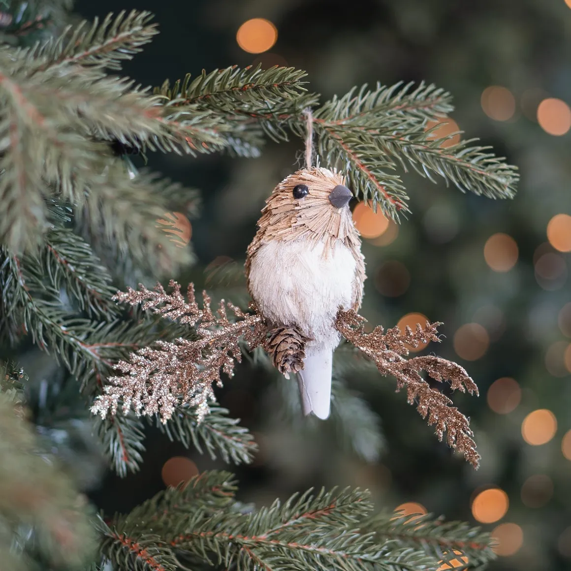 Hanger Brown Bird 12cm With Glitter