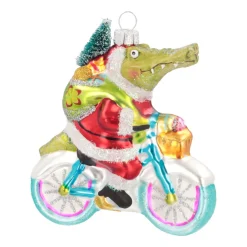 Hanger Crocodile On Bike Multicoloured Glass 13 Cm