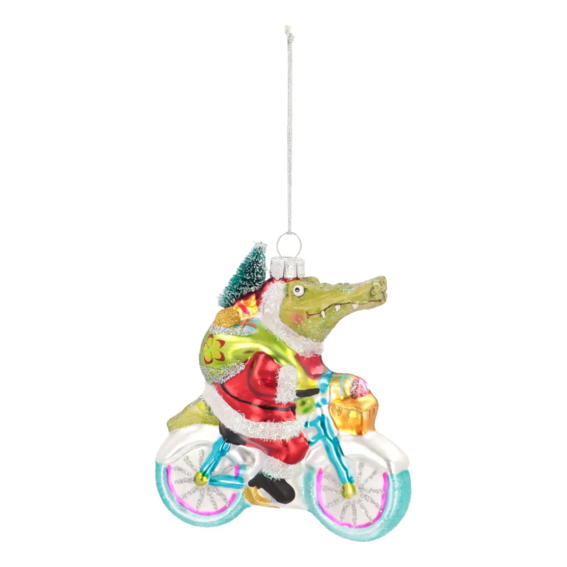 Hanger Crocodile On Bike Multicoloured Glass 13 Cm