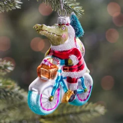 Hanger Crocodile On Bike Multicoloured Glass 13 Cm