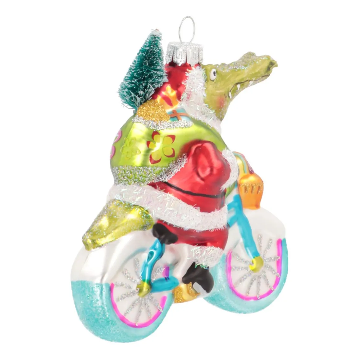 Hanger Crocodile On Bike Multicoloured Glass 13 Cm